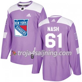 New York Rangers tröja Rick Nash 61 Adidas 2017-2018 Lila Fights Cancer Practice Authentic - NHL Tröjor Herr